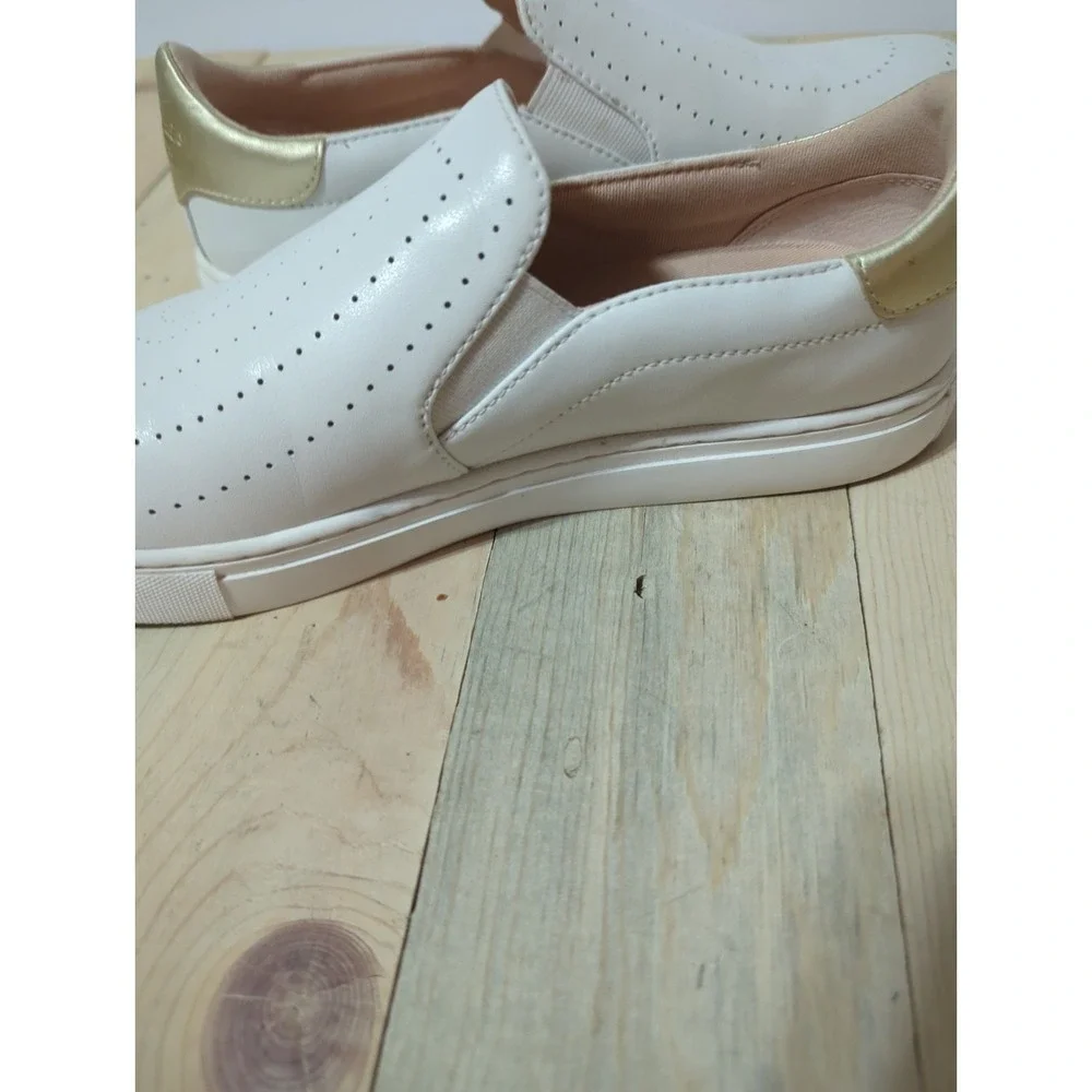 Kate Spade Azores Perforated White Leather Slip On Sneakers 7.5 Spade Design